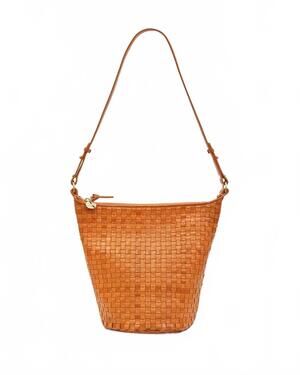 NEW CLARE V. women's petite jeanne bucket bag in natural woven checker